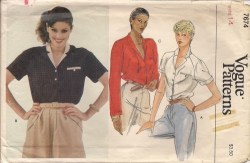 7674 VOG PULLOVER COLLAR SS-LS CUFF BLOUSE PATTERN 10, 12